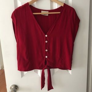 Lucy Love Red Tie-Front Top